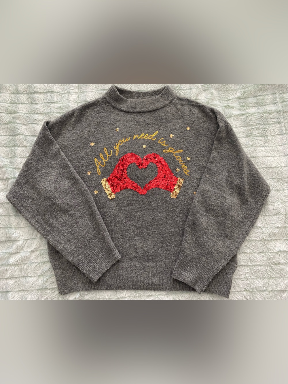 H&M Holiday Sweater with Sequins — Gray, Small